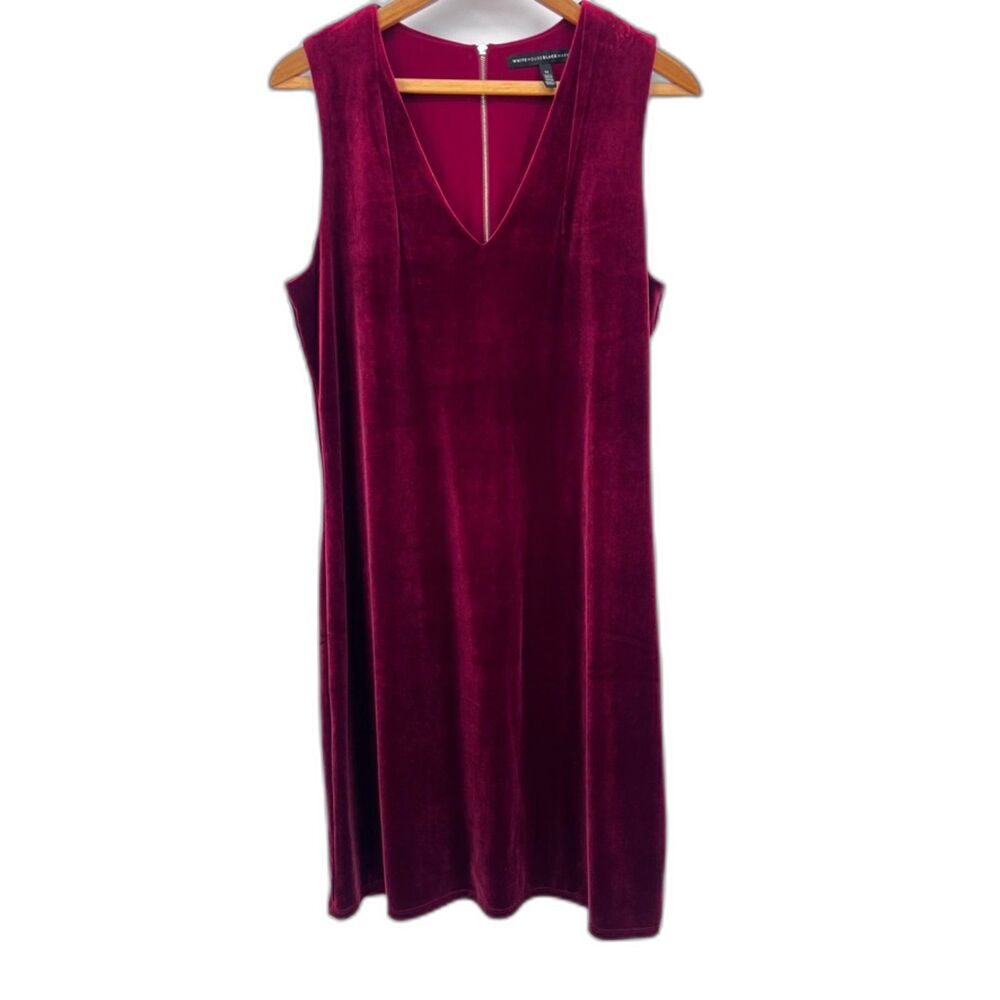 WHBM Sleeveless Red Velvet Velour Vneck Aline Dressy Elegant Dress Size 14